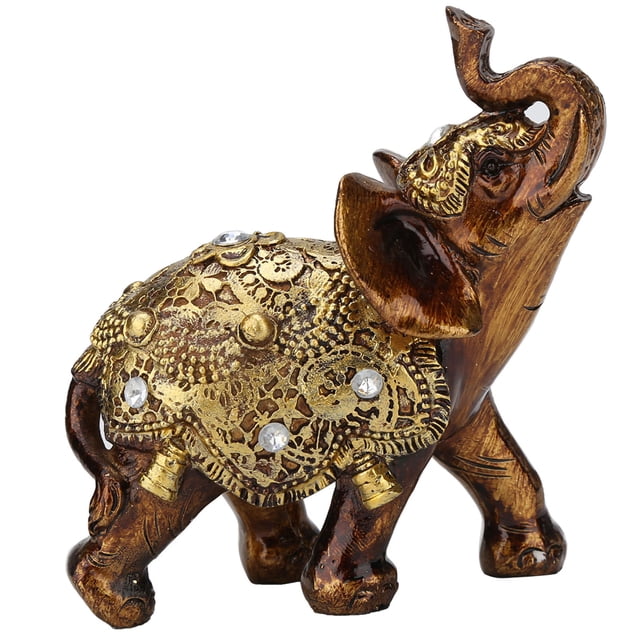 Adorno de resina con forma de elefante, grano de madera, estilo europeo, mueble de TV para el hogar, decoración artesanal, color dorado M