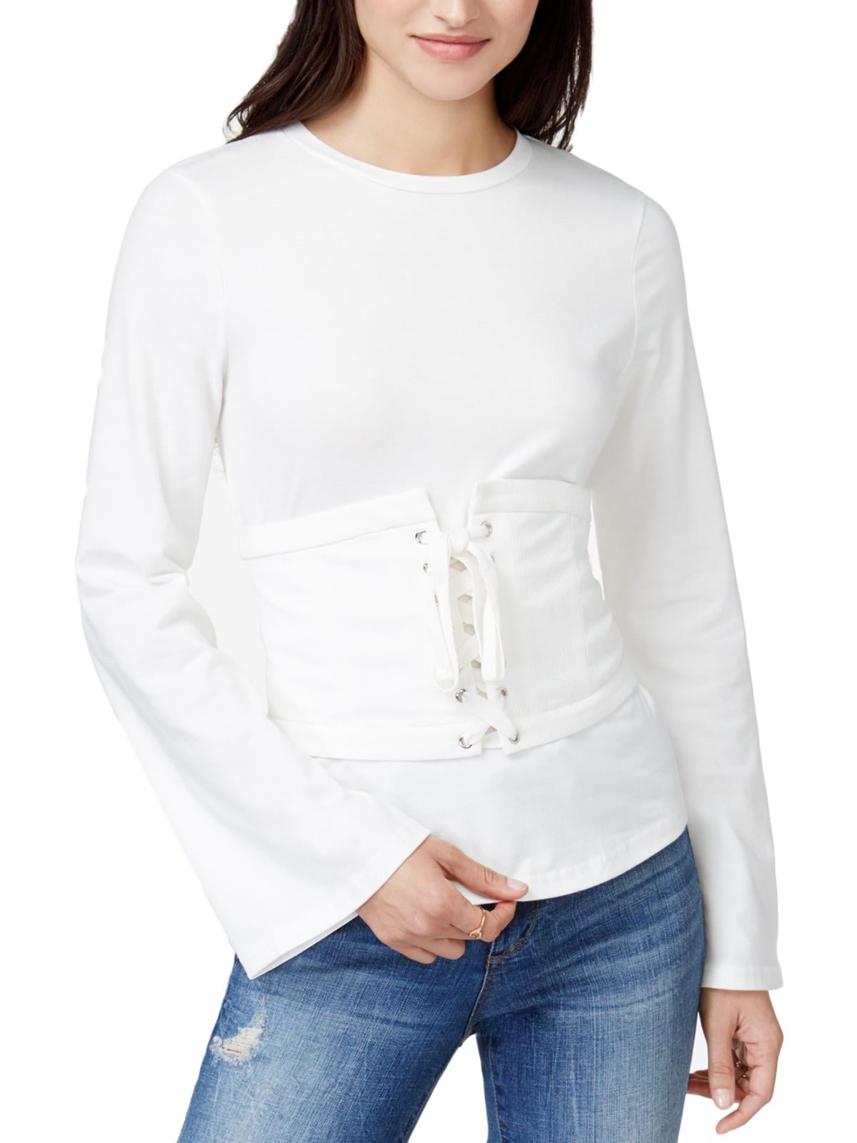 Endless Rose Endless Rose Womens Long Sleeves Crew Neck Corset Top