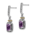 thumbnail image 2 of 925 Sterling Silver With Real 14kt Antiqued Amethyst Post Dangle Earrings; for Adults and Teens; for Women and Men, 2 of 3