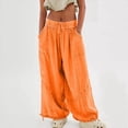 thumbnail image 4 of Pantalones Holgados Informales de Algodón para Mujer, de Pierna , con Costuras de Cordón y Bolsillos. Coral XXL, 4 of 8