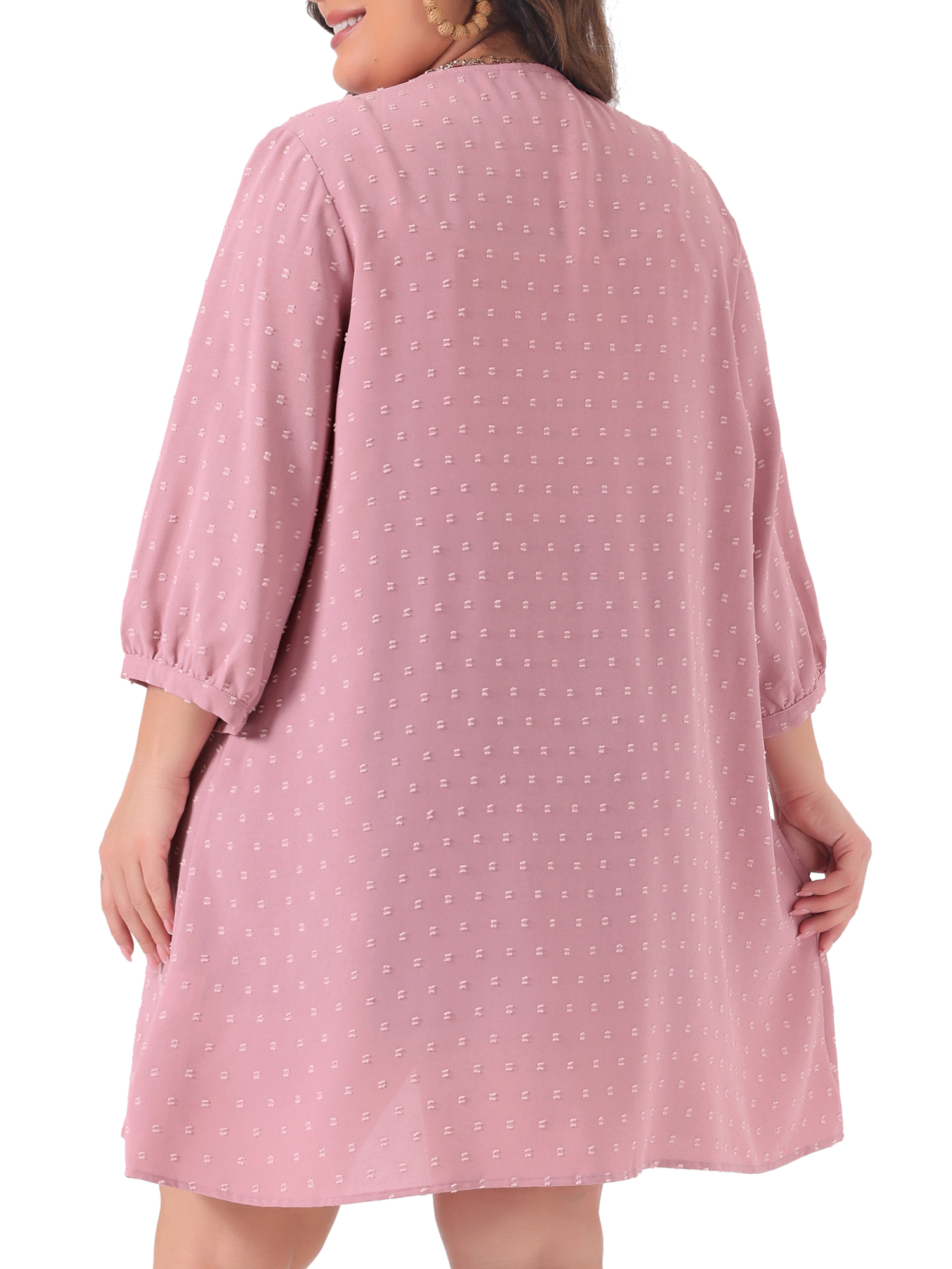 DARING DIVA Plus Size 3/4 Sleeve Swiss Dots Cover Up Cardigan 1X Pink