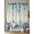 thumbnail image 4 of Fall Shower Curtain Blue Pumpkin Shower Curtains for Bathroom Thanksgiving Decor, Waterproof Polyester Shower Curtain Set with Hooks, Standard Size 66" x 72" Eucalyptus Leaves Linen, 4 of 6