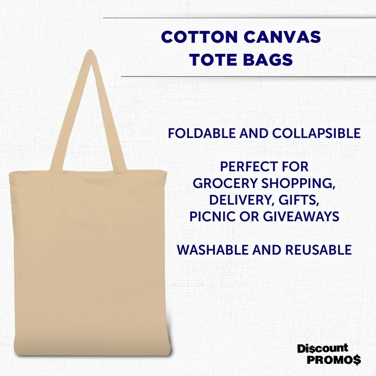 Reusable Cotton Canvas Tote Bags - Bulk Pack of 25