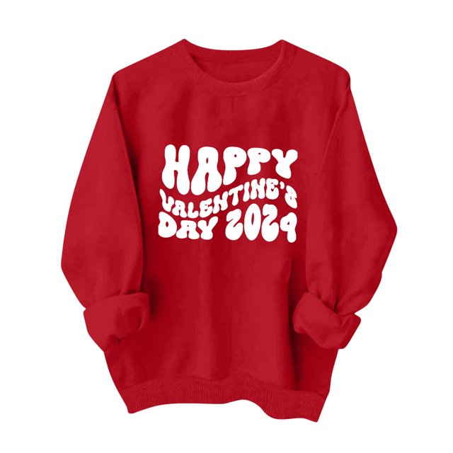 Amzcrzy Chandails pour Femmes Imprimé Mode Rouge Chandails Valentines Day Décontractés Manches Longues Col Rond Cadeaux Valentines Tops Valentines Day pour Femmes
