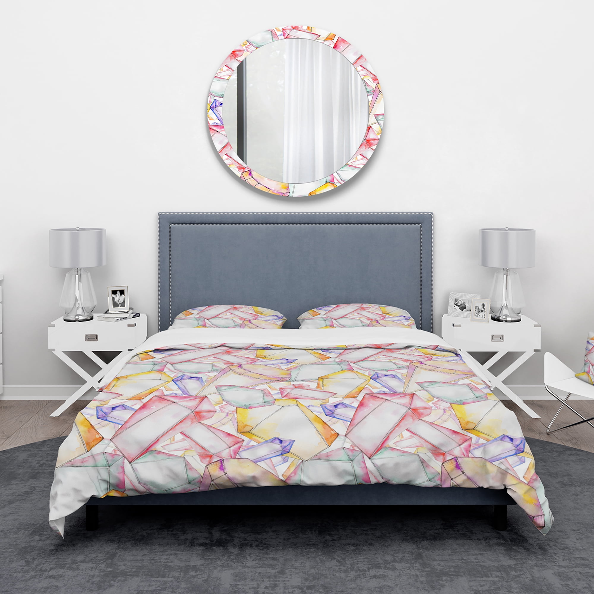 Designart 'Colorful Diamond Rock Jewelry Mineral' Modern & Contemporary Duvet Cover Set