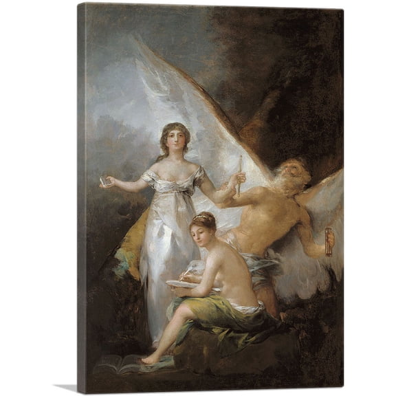ARTCANVAS Truth, Time and History Canvas Art Print by Francisco De Goya - Size: 12" x 8" (0.75" Deep)