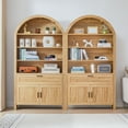 thumbnail image 2 of LEFHDA 73.6" Tall Arched Cabinet, Wooden 5-Tier Arched Bookcase with Storage Drawer, Mid-Century Modern Open Display Bookshelf for Living Room, Kitchen (Oak), 2 of 10