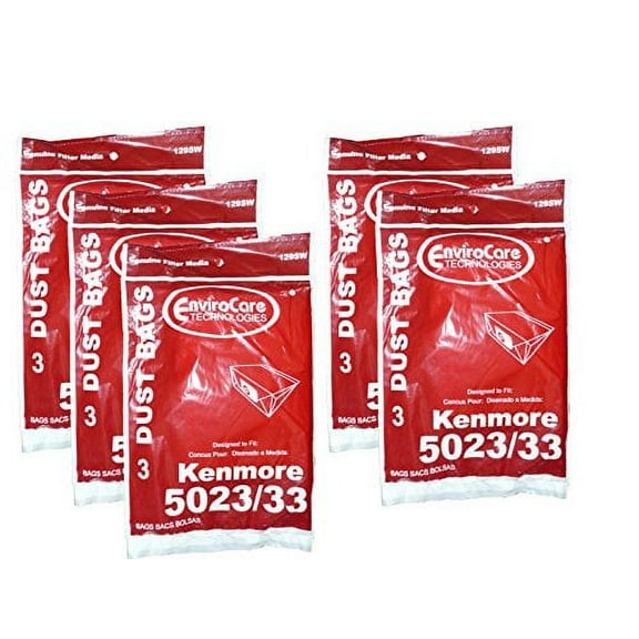 15 Compatible with Kenmore Sears Allergy Vacuum Bag, Canister Vacuum Cleaners, 5023-5033 Bag Cha