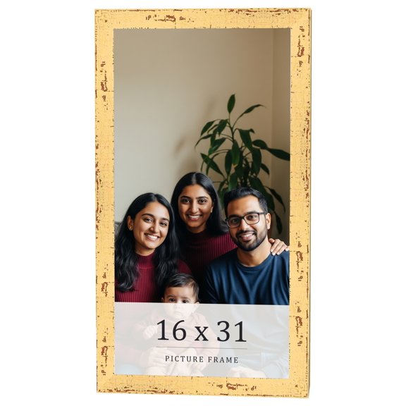 16x31 Frame Yellow Real Wood Picture Frame Width 1.25 inches | Interior Frame Depth 0.5 inches |