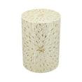 thumbnail image 3 of GZXS 14" Accent Cylindrical Side Table in Gold & White Starburst Capiz Shell Inlay, Modern Bohemian Decorative Stool - No Assembly for Home Office, Living Room, Bedroom, 3 of 8