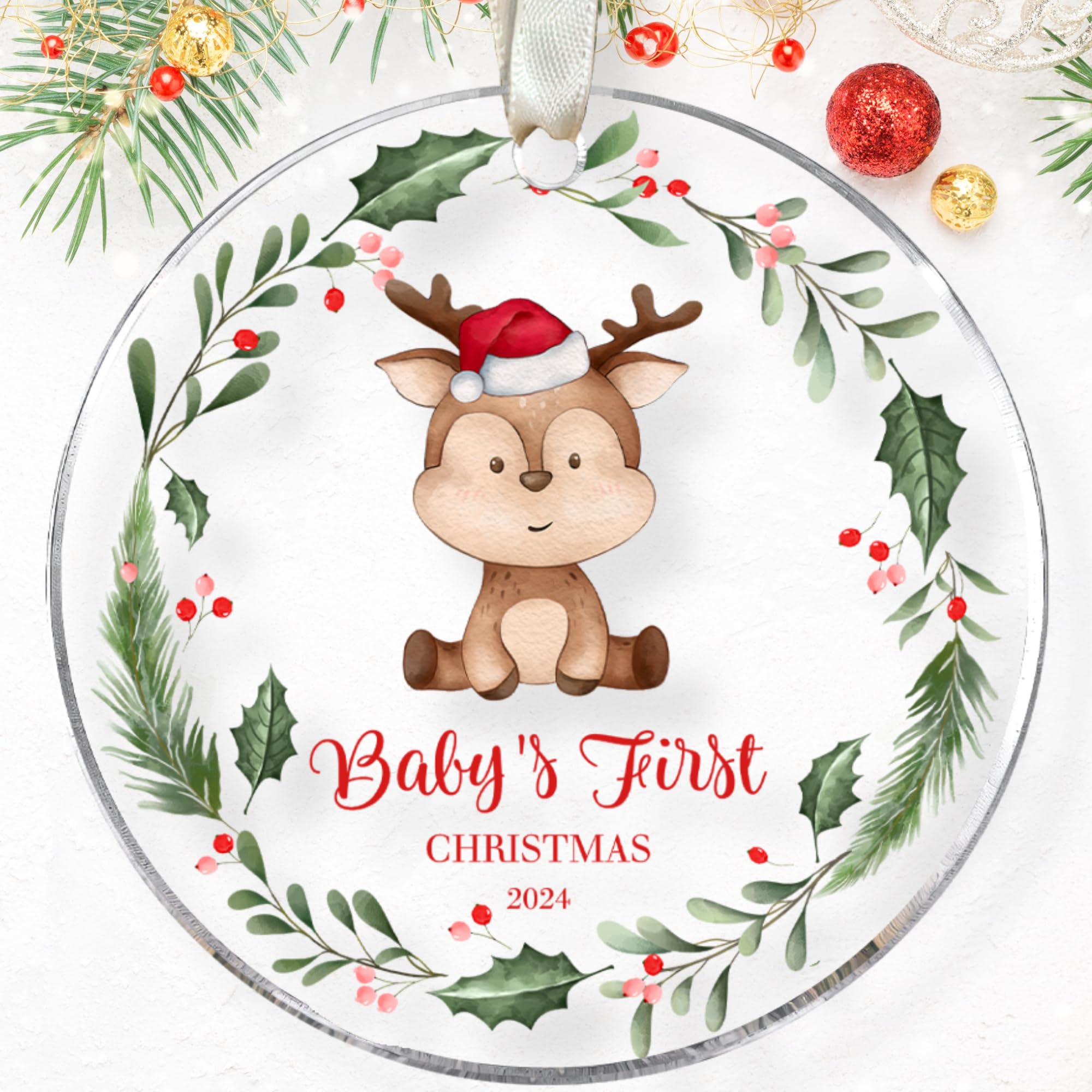 Acrylic Baby's First Christmas Ornament 2025 - Boy, Girl - 1st Christmas Ornament 2025