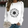 thumbnail image 2 of HKEJIAOI Chandail Graphique Tournesol Femme Manches Longues T-Shirt Décontracté Col Rond chandail Ample, b-Blanc 2TG, 2 of 4