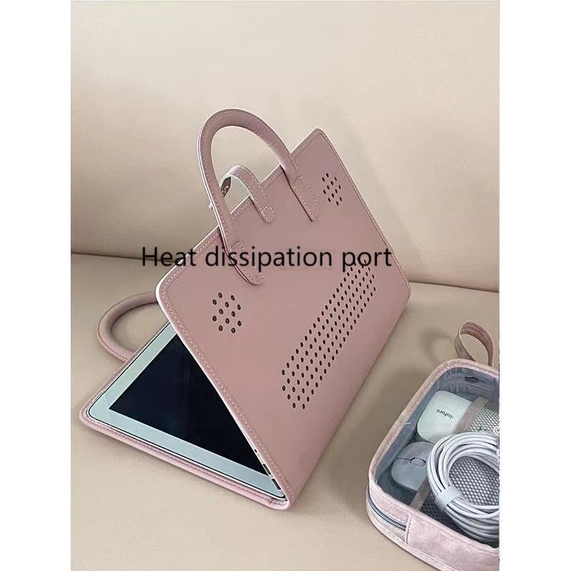 Stylish Laptop Case Rose Pink Portable Handbag For 15.6-16 Inch Laptops High Safety Against Damage&Dust