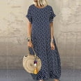 thumbnail image 2 of JINMGG 2026 Summer Dresses under $10.00 Women Plus Size Pockets O-Neck Polka Dot Printing Short Sleeve Casual Long Dress, 2 of 5