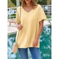 thumbnail image 4 of Womens Oversized Tshirts Knit V Neck Short Sleeve Tunic Tops Summer Casual Loose Fit Tee Shirts, 4 of 7
