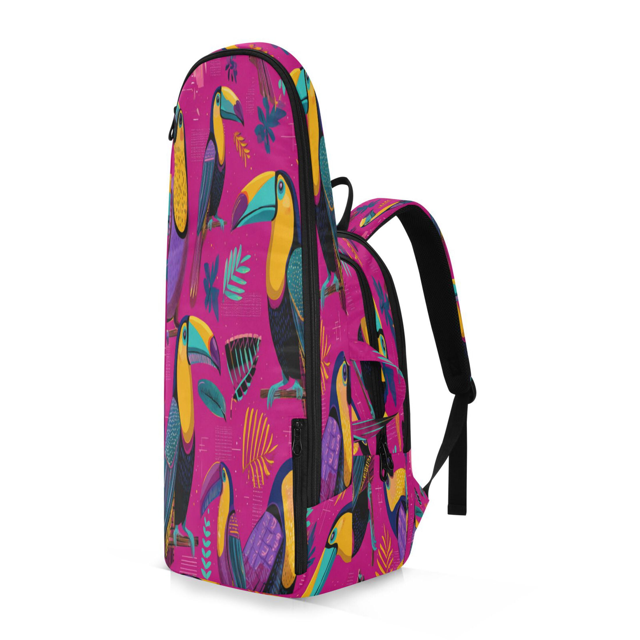 2 Racquet Holder Tennis Backpack Tennis Racket Covers Gym Bags Toucan in The Pink Jungle