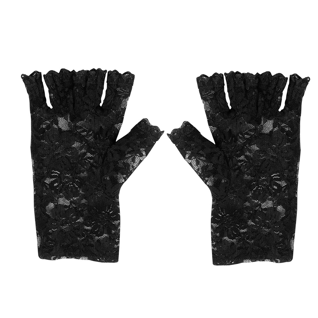 Women Lace Half Gloves Short Sexy Fingerless Gloves Vintage Gothic