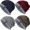 thumbnail image 4 of Viworld Men's Knitted Fleece Cap Winter Warm Baggy Beanie Knit Hat Snow Caps, 4 of 6