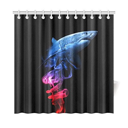 Pop Beautiful White Shark Bathroom Shower Curtain Decor Set