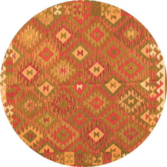 Ahgly Company Indoor Round Southwestern Orange Country Area Rugs, 6' Round