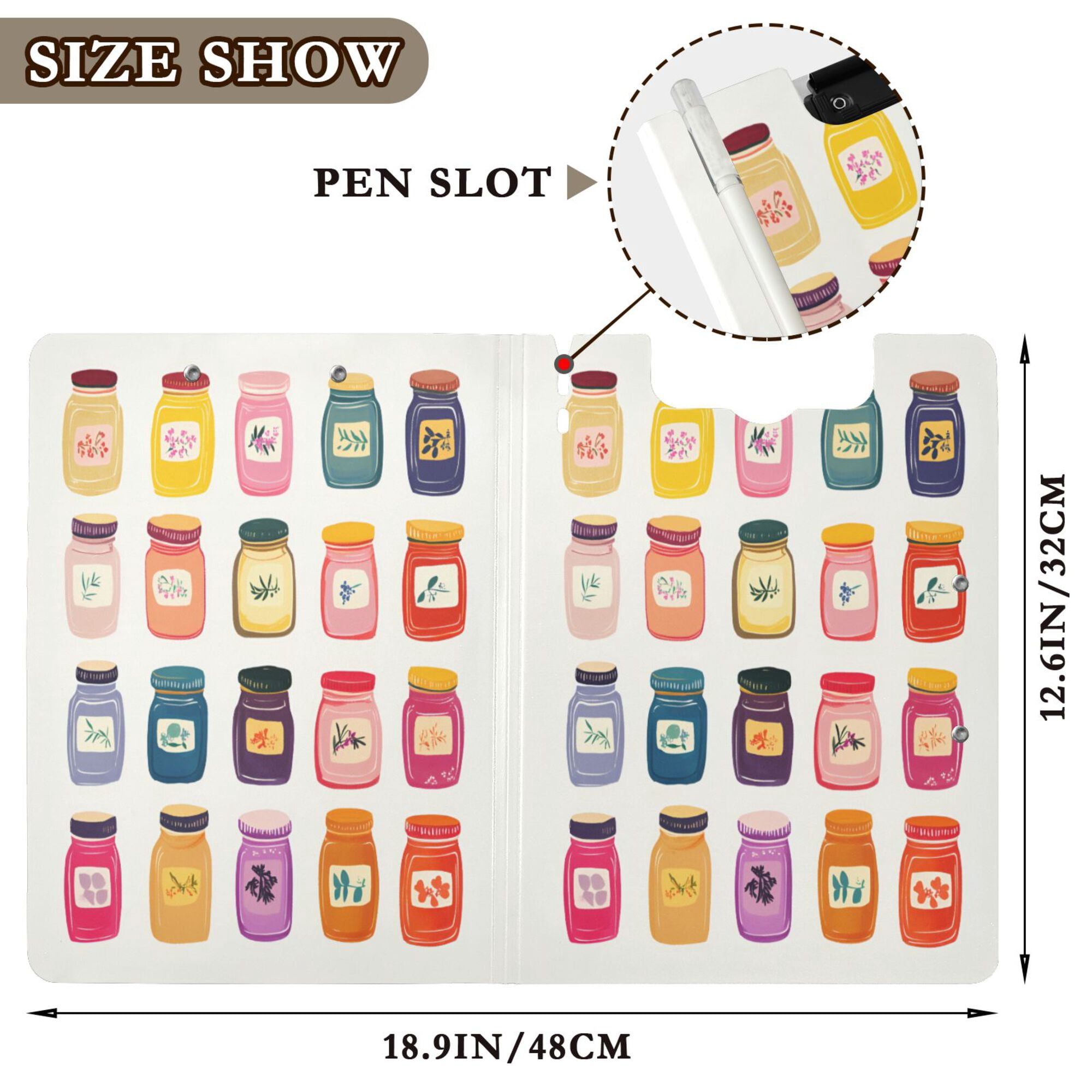FORMRS A4 Clipboard Folder with Pen Holder Horizontal Foldable School Office Binder, Orange Jar