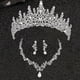 thumbnail image 4 of Corona de boda Yinane conjunto de joyería nupcial tiara elegante con pendientes y collar, 4 of 8