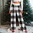 thumbnail image 2 of Women Winter Soild Color Pants Full Length Long Trousers Sports Pants with Plaid Print and Drawstring for Everyday Casual Style,Gray,XL, 2 of 8
