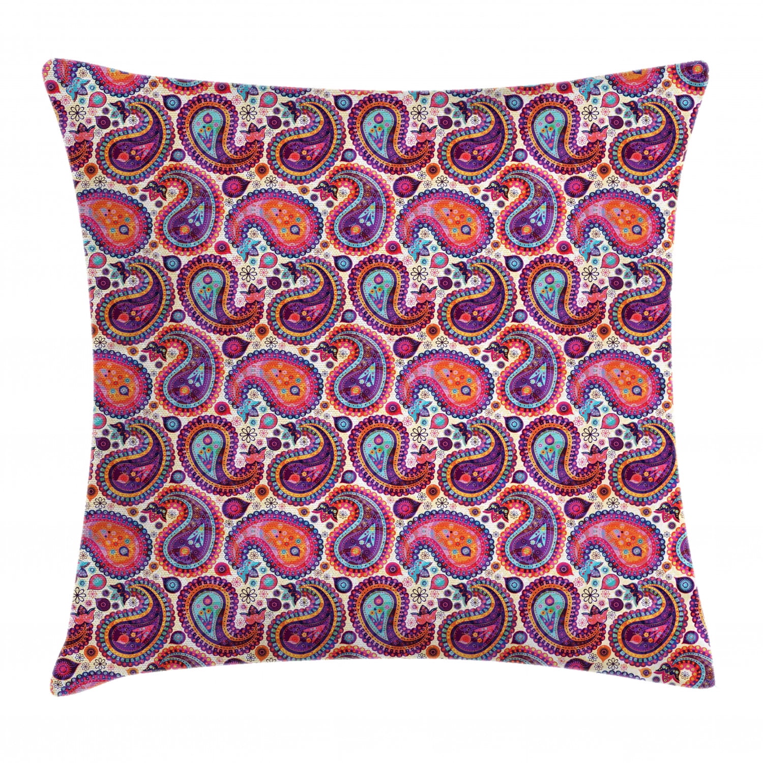 Paisley Throw Pillow Cushion Cover, Persian Ethnic Motifs with Floral ...