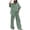Green, variant on LEKWK Linen Sets for Women 2 Piece Short Sleeve Collared Button Down Tops and Loose Fit Wide Leg Pants with Pockets Summer Casual Travel Beach Sets