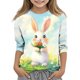 thumbnail image 2 of Blusas y camisas de manga larga con cuello redondo y estampado de Pascua, camiseta interior de cuello redondo y manga tres cuartos para niños de talla mediana y grande., 2 of 9