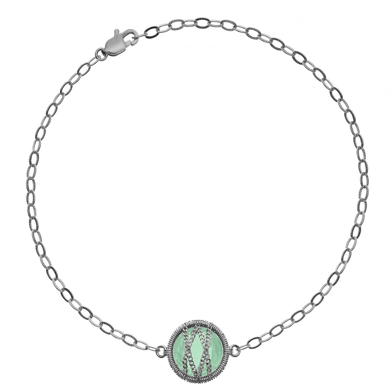 5th & Main Sterling Silver Hand-Wrapped Single Round Chalcedony Stone Bracelet by Generic