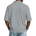 thumbnail image 4 of GrmtClth Waffle Knit Polo Shirt for Men Lightweight Short Sleeve Top Basic Collared T-Shirts Loose Fit Clothing Solid Gray L, 4 of 6