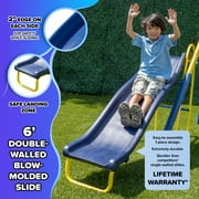 Sportspower Super Star 5-in-1 Metal Swing Set: 2 Swings, Flying Saucer, 2-Person Roman Glider, 6.5ft Slide ; Great for Kids 3-8; Bonus Anchor Kit