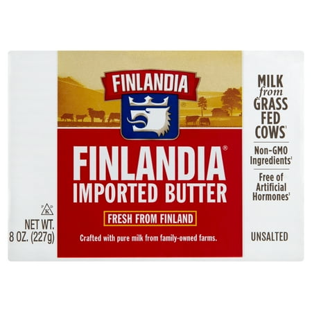 Finlandia Unsalted Butter, Fresh from Finland, Slow Churned, 8oz