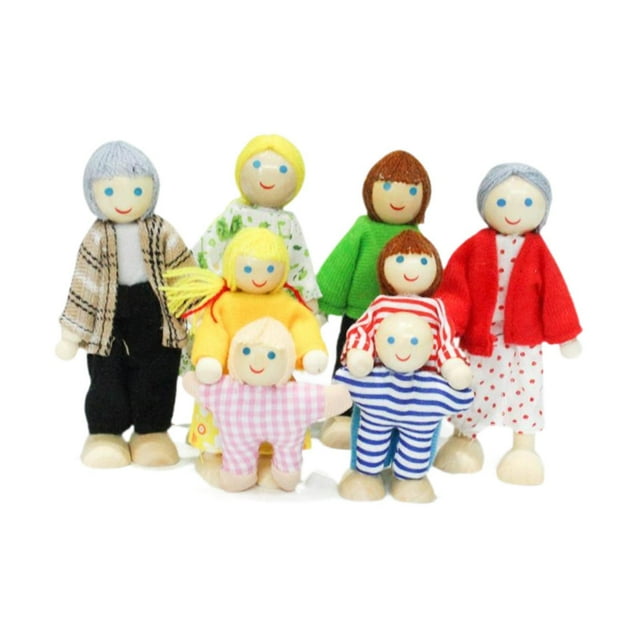 HILABEE Poupées de Maison de Poupée Famille Posable Adorable Famille Heureuse Figurines Miniatures de Personnes
