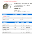 thumbnail image 2 of Rear Brake Drum - Compatible with 1991 - 1999 Nissan Sentra 1.6L 4-Cylinder 1992 1993 1994 1995 1996 1997 1998, 2 of 2