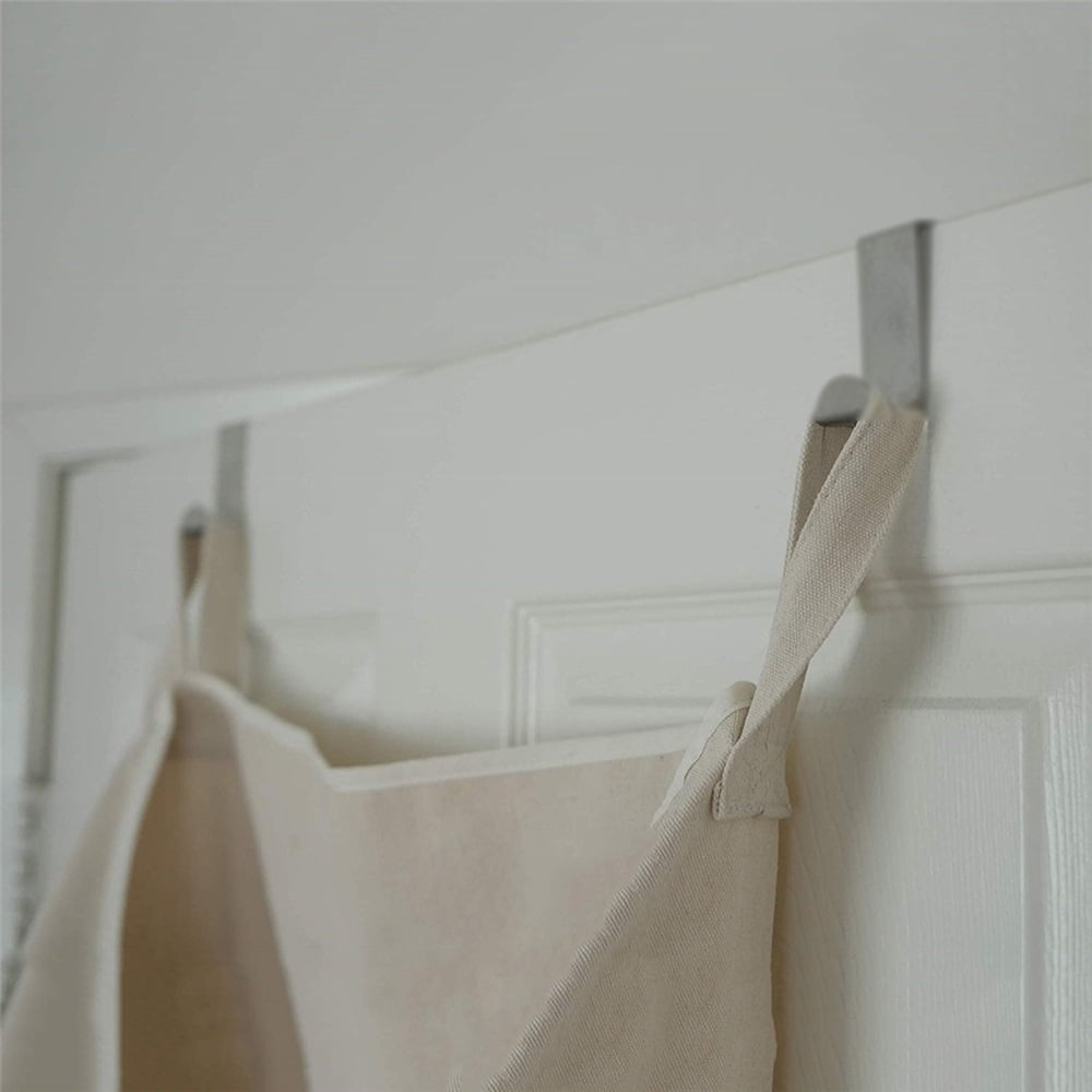 Household Essentials Hanging Canvas Laundry Hamper Bag,Durable Space Saving Laundry Bag with Zipper and Wide Open Top, Beige, 71*45cm