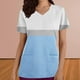 thumbnail image 1 of Puntoco Liquidación de blusas cortas para mujer, moda informal para mujer, cuello en V, estampado, manga corta, bolsillo, vestido de enfermera, 1 of 5
