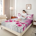 thumbnail image 4 of Homewish Chic Floral Flowers Twin Sheet Sets 3pcs for Female Men Adults,Grey Pink Twin Fitted Sheet Microfiber,Spring Garden Breathable Flat Sheet,Breathable Home Decor, 4 of 7