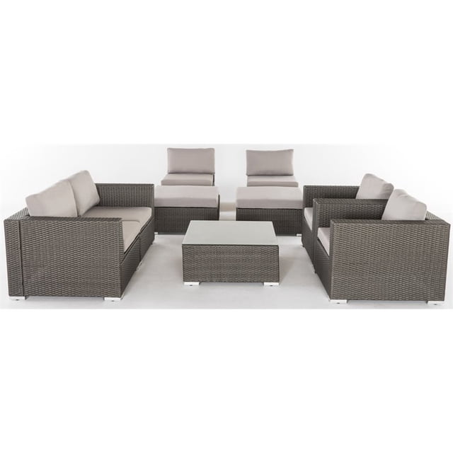 Santa Rosa 6 Seater Wicker Sectional with Aluminum Frame Gray/Silver