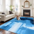 thumbnail image 2 of Ombre Blue Area Rugs 8'x10', Washable Small Throw Rugs for Living Room Patio, Modern Abstract Oil Painting Geometric Artwork Indoor Outdoor Rug Non-Slip Low Pile Carpet Runner Reversible Floor Mats, 2 of 8