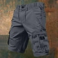 thumbnail image 2 of CONZONE Mens Baggy Cargo Shorts Casual Solid Color Elastic Waist Drawstring Cargo Shorts for Men Lightweight Relaxed Fit Summer Workout Shorts With Pockets, 2 of 4