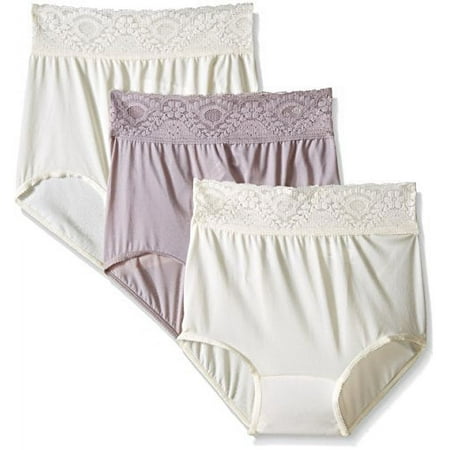 Bali Women`s Lacy Skamp Brief,2744,5,Rosewood (Pack of 3) (2 Moonlight / 1 Rosewood)