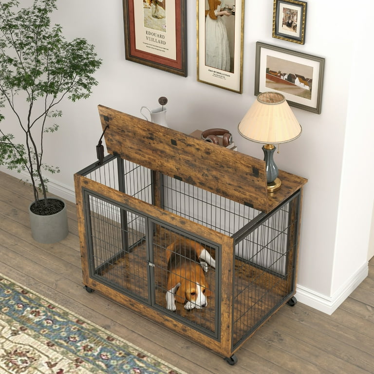Rustic wood dog crate new arrivals