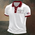 thumbnail image 2 of WEIWEN American Flag Polo Shirt Men Fourth of July Patriotic Shirts Short Sleeve Classic Loose Fit Polo Shirt Big and Tall Mens Tops White S, 2 of 3