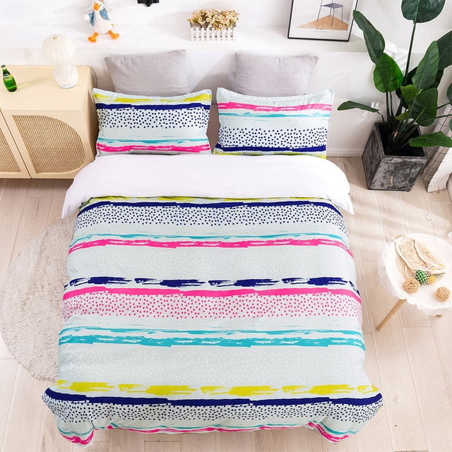 3D Colorful Geometric Stripe Quilt Cover Set Bedding Set Duvet Cover