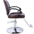 thumbnail image 5 of Height Adjustable Hair Stylist All Purpose Barber Chair with Armrest for Barbershop, Heavy Duty Hydraulic PU Leather Salon Chair, Shampoo Reclining with Footrest, Brown, 5 of 8