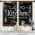 thumbnail image 5 of Brown Black Rustic Kitchen Curtains Short Small Farm Country Farmhouse Rod Pocket Fork and Spoon Kitchenware Bedroom Living Room Treatment Fabric 2 Panels 27.5Wx39H Inch, 5 of 6