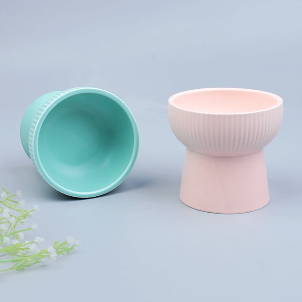 Ceramic Raised Elevated Bowl Pet Cats Dogs Food Water Dish Stress Porcelain Feeding Dispenser Container
