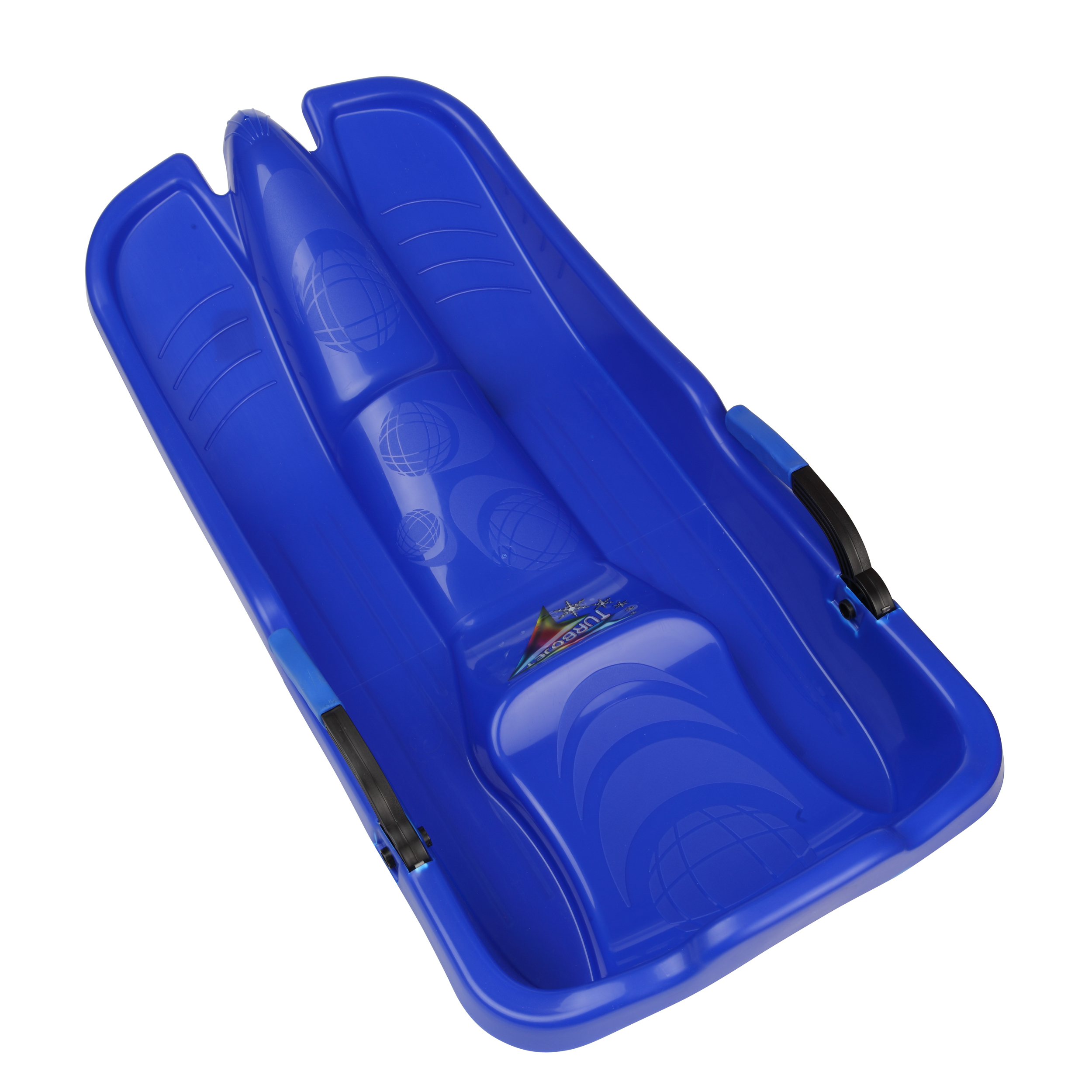 TurboJet 34-Inch Snow Sledge with Handles and Raised Backrest by Plastkon Blue by Plastkon